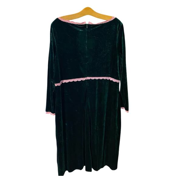 Tunnel vision Lashline Green Velvet Dress with Pink Accents witchy whimsigoth XL - Picture 3 of 13